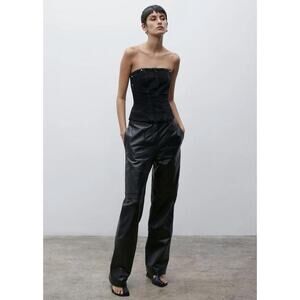 Paris Georgia Tia Lamb Leather Pants in Black S